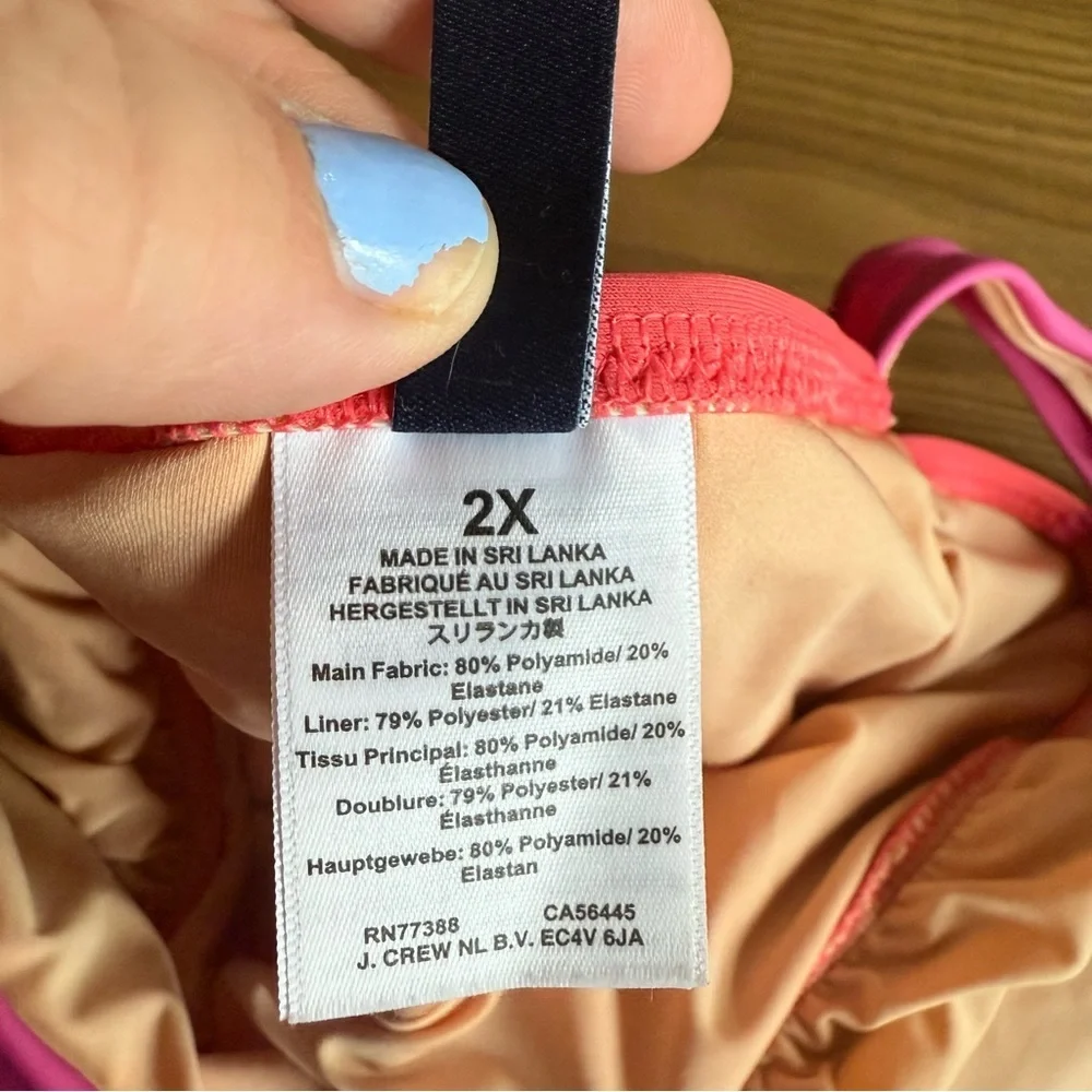 J. Crew Color Block Swimsuit Plus Size 2X‎ Pink